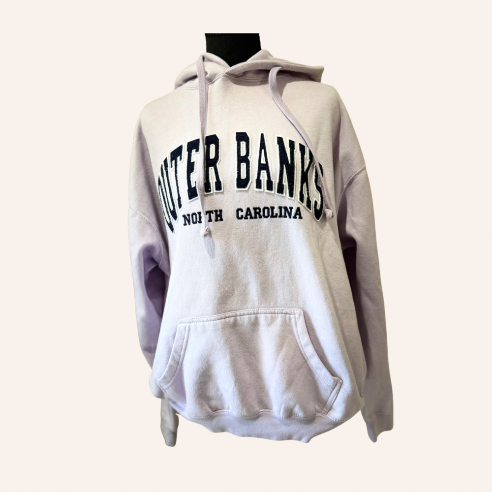 Outer Banks Authentic North Carolina Embroidered Pullover Hoodie Lavender XL